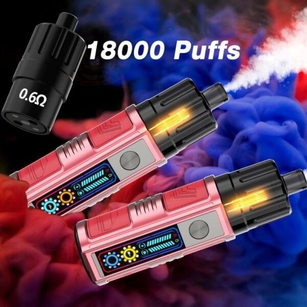 18000 Puffs DTL/DL Disposable Vape E-Shisha/Hookah POD Kit: LED Screen, Adjustable Airflow