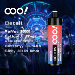 OOO! 20000 Puffs LED Display Screen DL/DTL Disposable Vape POD Adjustable Airflow and Rechargeable Battery