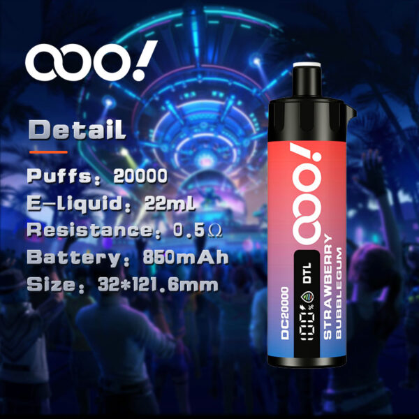 OOO! 20000 Puffs LED Display Screen DL/DTL Disposable Vape POD Adjustable Airflow and Rechargeable Battery